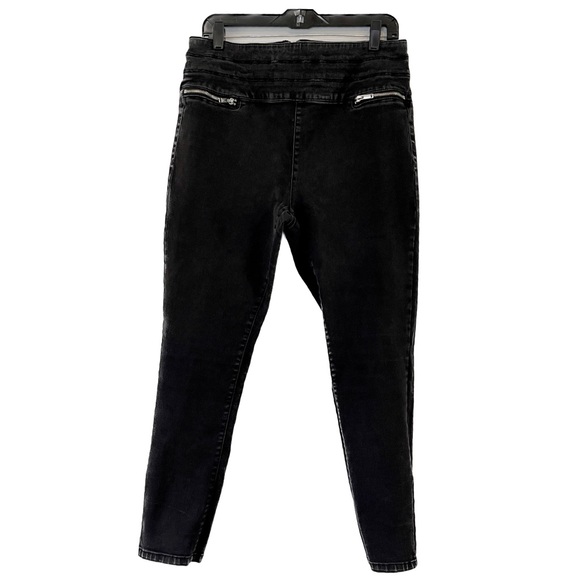 High Waist Ankle Jeggings Black Zipper Back - Picture 1 of 16